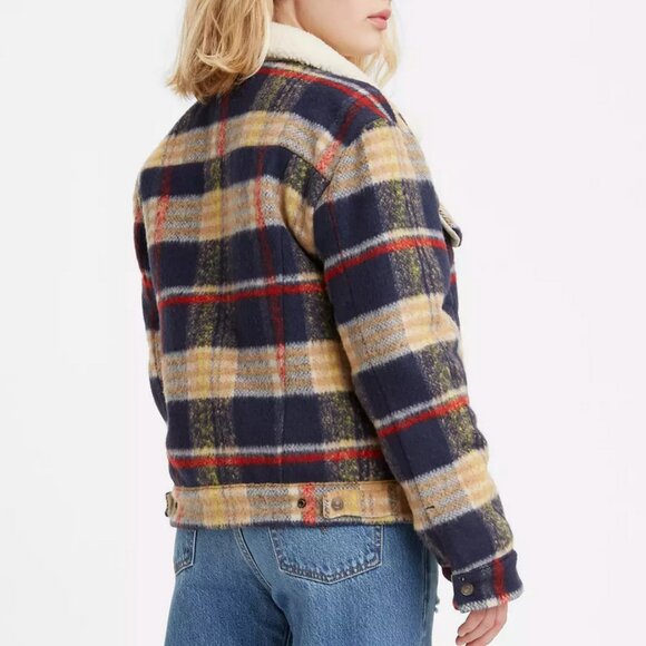 Levi's Premium Wool Trucker Jacket Multi-color Plaid - Picture 15 of 15